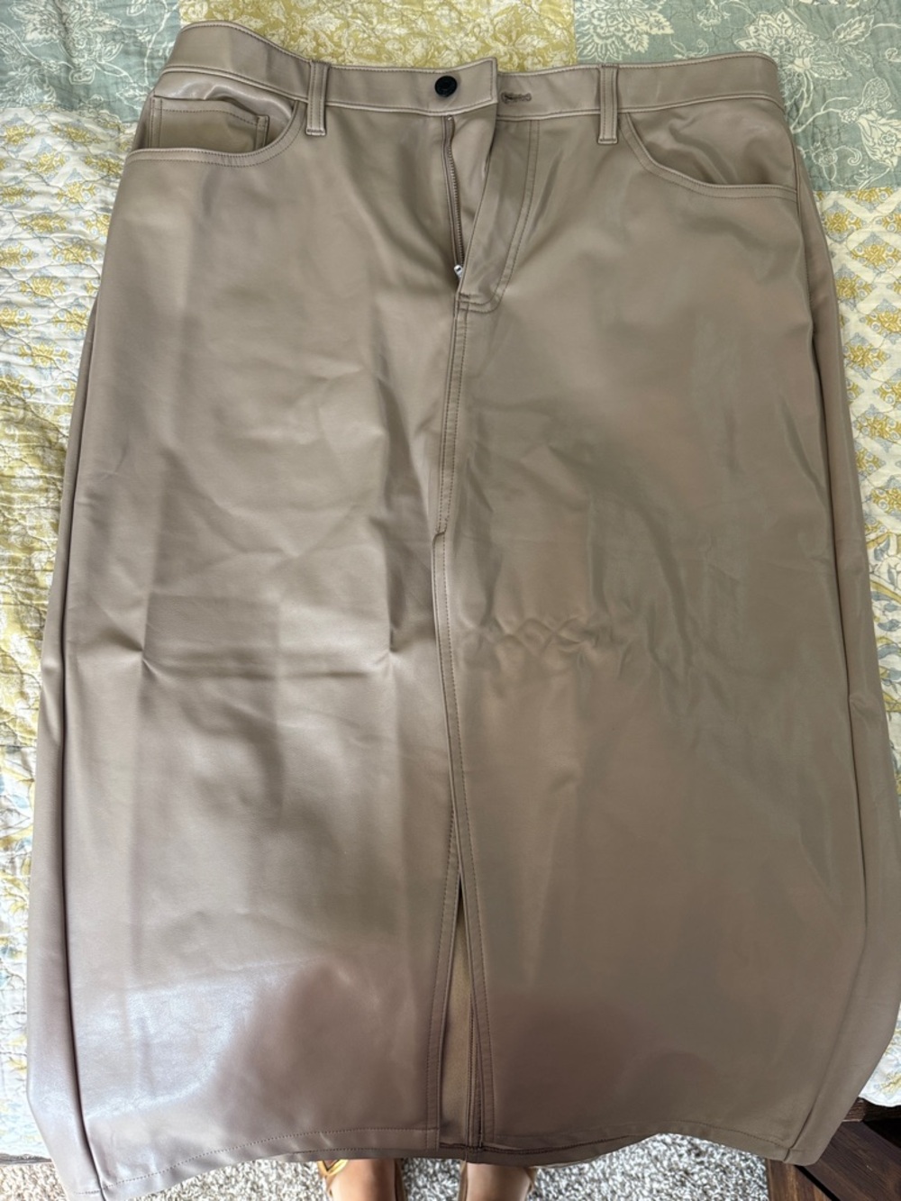 Abercrombie & Fitch Taupe Faux Leather Skirt